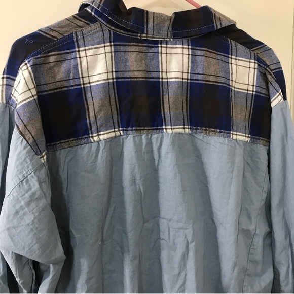 *New* Cato blue plaid flannel long sleeve button down with fray hem edge small - Picture 8 of 9